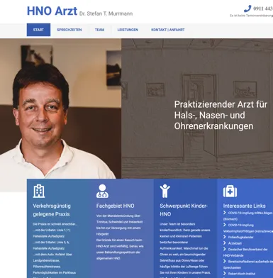 Screenshot Laptopansicht der Homepage hno-murrmann.de